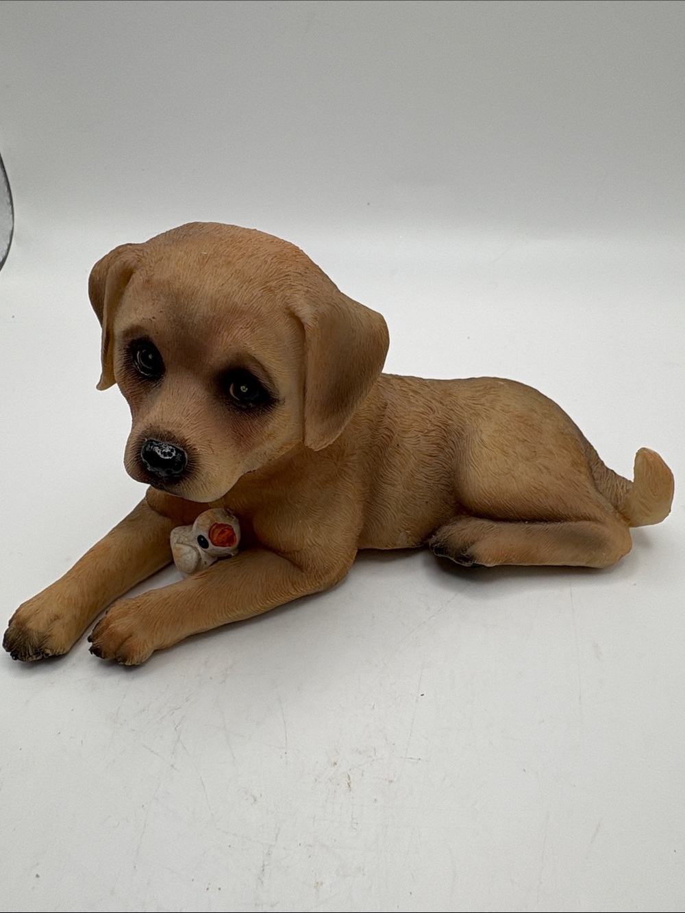 R.J. McDonald Resin Labrador Puppy Figurine with Toy Decorative Dog Statue